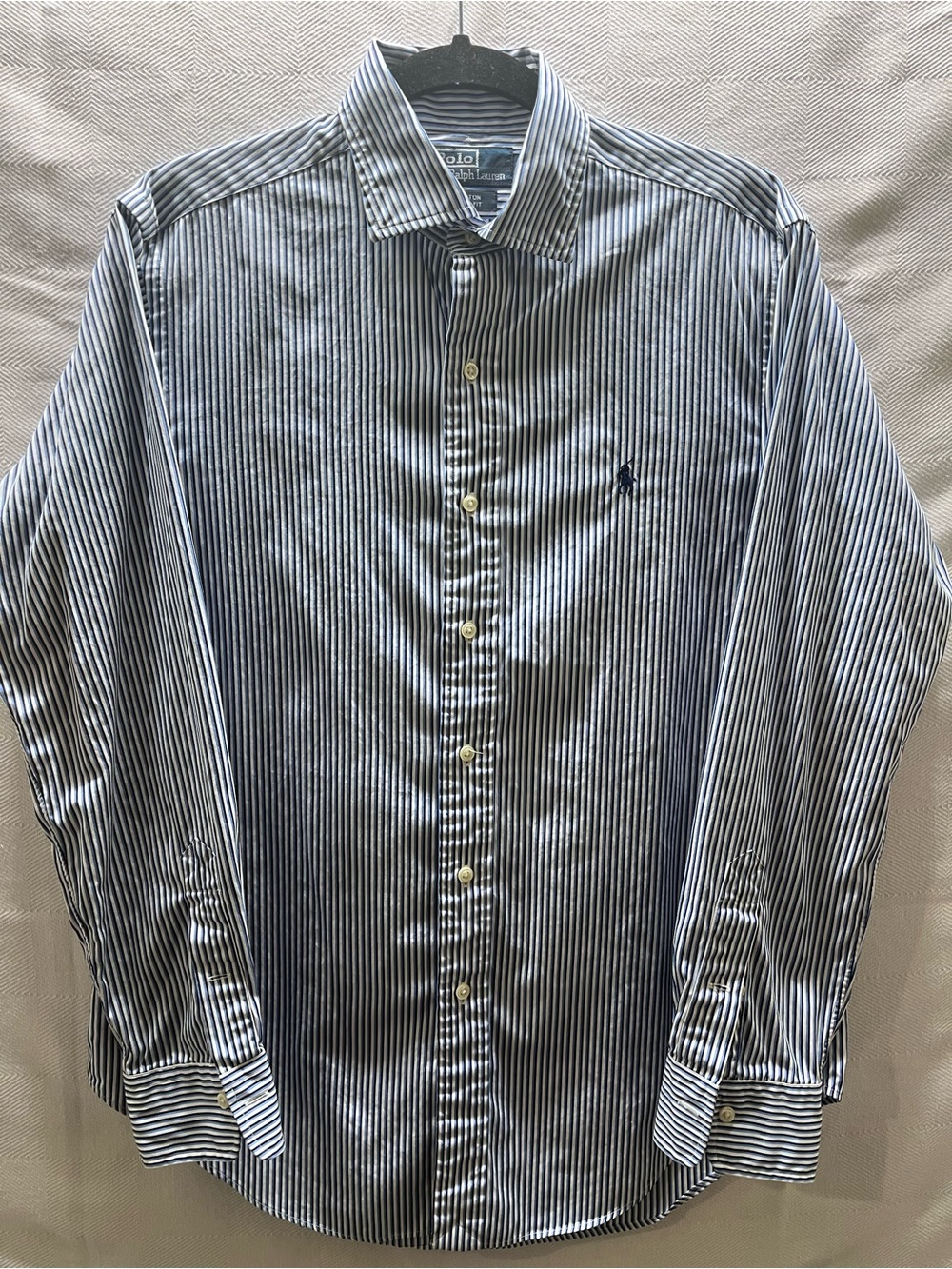 Polo by Ralph Lauren Blue and White Striped Dress Shirt